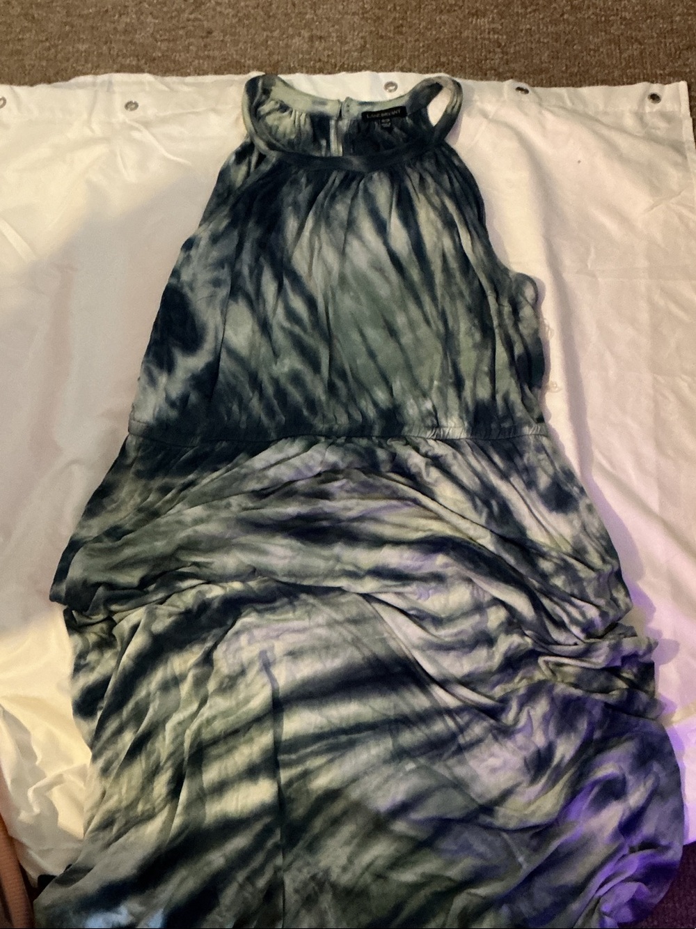 Tie-Dye Halter Maxi Dress - Blue/white